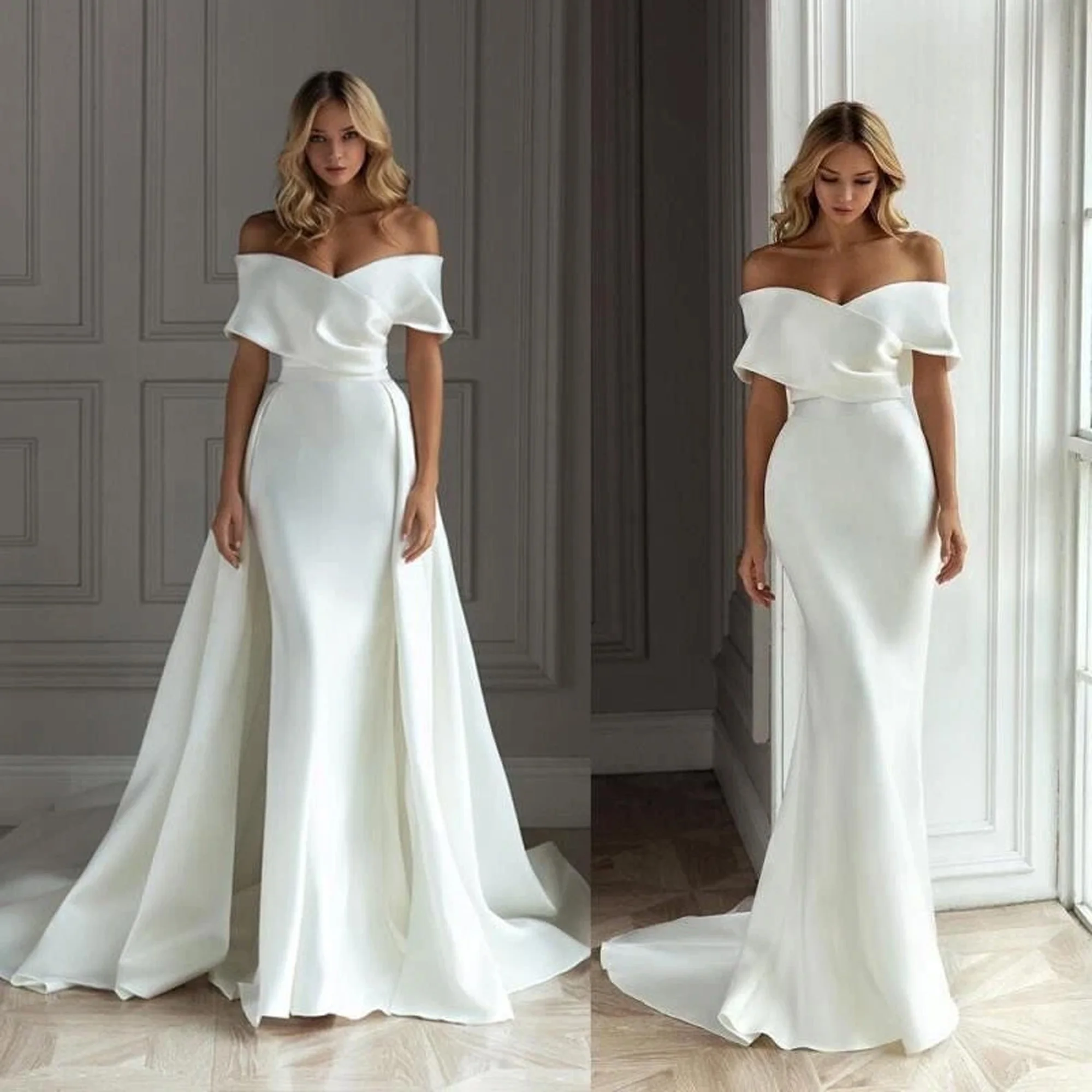 

JEHETH Vintage Satin Sweetheart Neck Wedding Dresses Off The Shoulder Backless Bridal Dress Mermaid Wedding Gown 2025 Customized