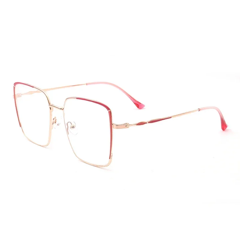 Unisex Retro Square Anti Blue Light Eyeglasses Lightweight Metal Frame Oversized Thin for Men And Women in Blue Gold Brown Red