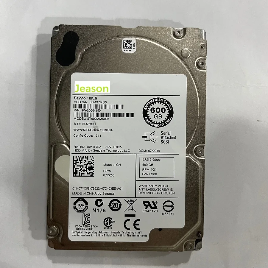 For DELL 07YX58 ST600MM0006 SEAGATE 600GB 10K.6 2.5'' 6Gb/s SAS Hard Drive 100% Generic NEW