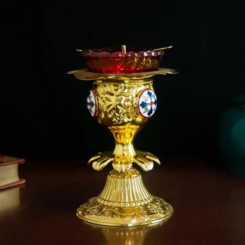 Decor Church Home Table Candle Stick Candle Holder With Glass Cup Wick