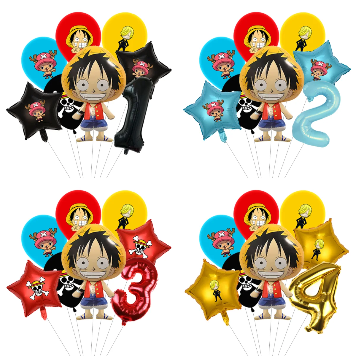 Anime One Piece Themen-Partyballons-Set Cartoon-Figurenballons für Jungen Geburtstagsfeier-Dekoration