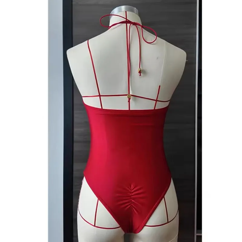 Women Solid Color One Piece Swimwear Sexy Hollow Out One-Piece Swimsuit Bathing Suit Beachwear