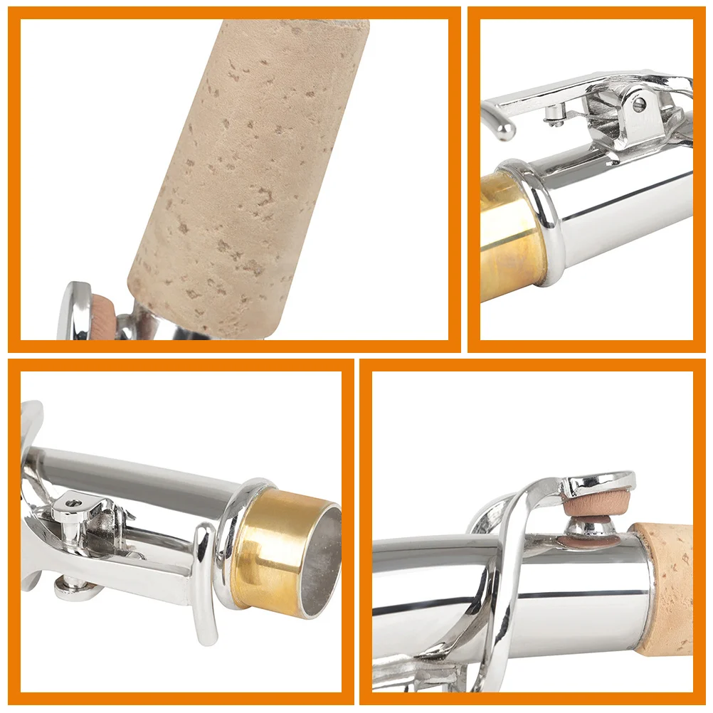 

Durable Sax Mouthpiece Saxophone Straight Neck Bend Suit Instrument Supplies Silver Copper