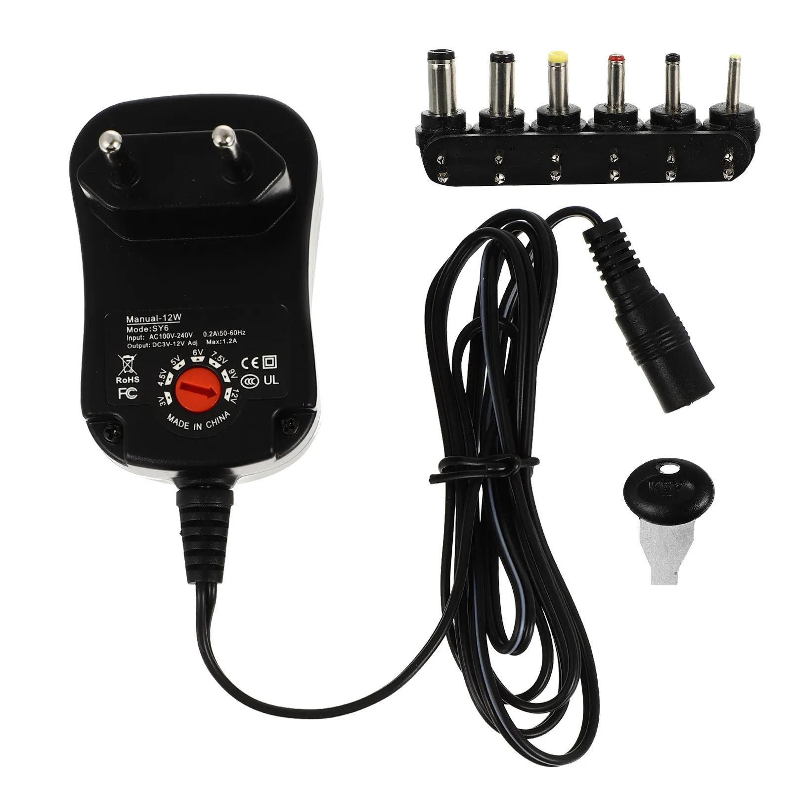 

1 комплект универсальных адаптеров питания с регулируемым напряжением 12 Вт для бытовой электроники, прочные, практичные, безопасные