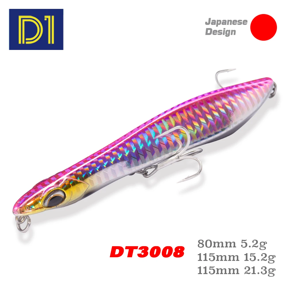 

D1 Pencil Sea Fishing Lures Popper 5.2g 15.2g Floating 21.3g Sinking WTD Snakehead Artificial Wobblers for Bass Trout Tackle