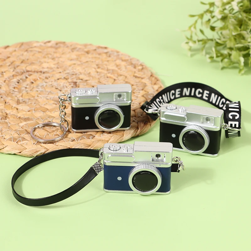 1 pz Dollhouse Mini Camera portachiavi SLR Camera modello con otturatore Flash fotocamera borsa ciondolo collana ciondolo bambola vestire giocattolo