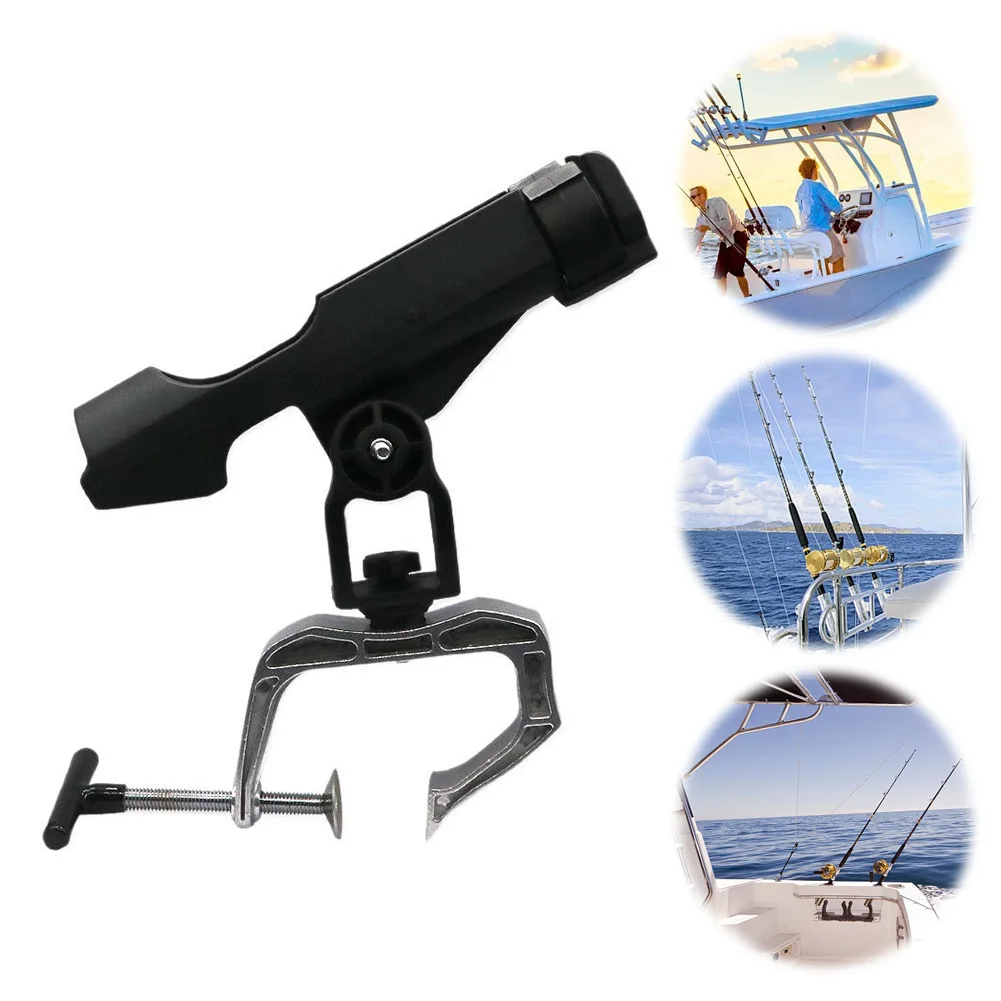 Soporte para cañas de pescar, soporte para caña de pescar ajustable de 360 grados con abrazadera grande para pesca, Kayak, accesorios para barcos