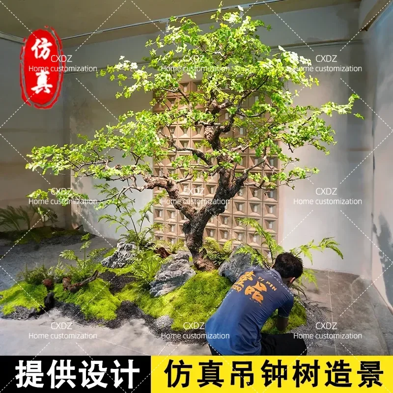 Simulation bell tree indoor and outdoor tea room window decoration fake tree horse drunk wood landscaping fake green plant