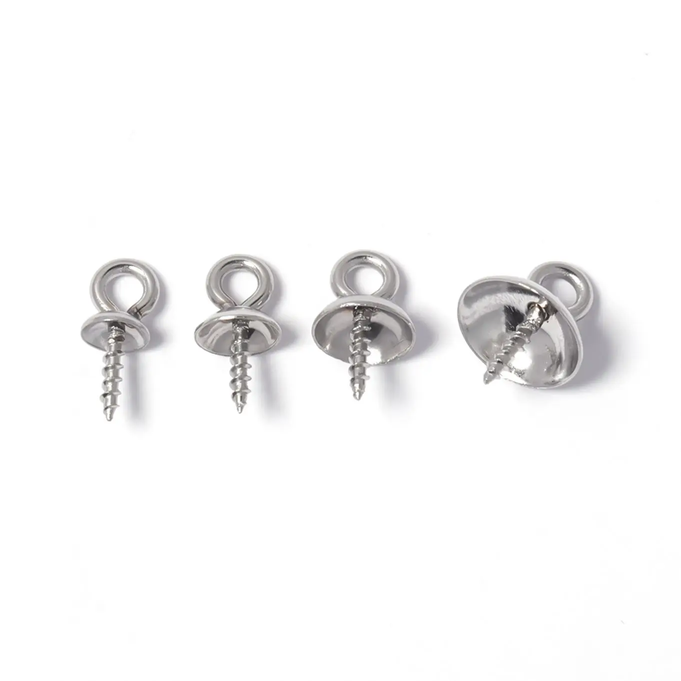 

30pcs 4-8mm Stainless Steel Screw Eye Pins Bail Top Drilled Beads End Caps Pendant DIY Charms Connectors Jewelry Accessory