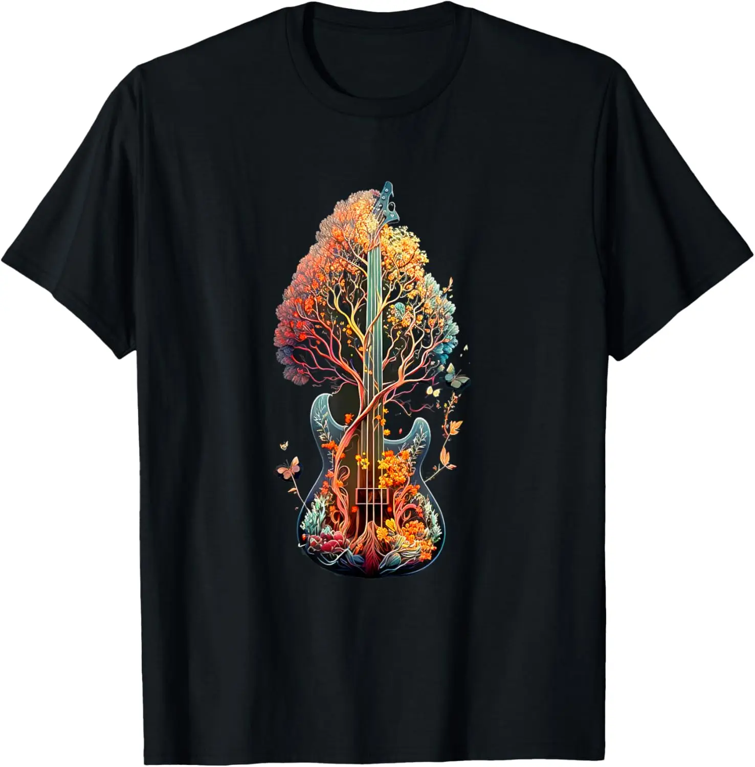 Fans Guitars Splash Art Artistic Colorful Vegetation. T-Shirt