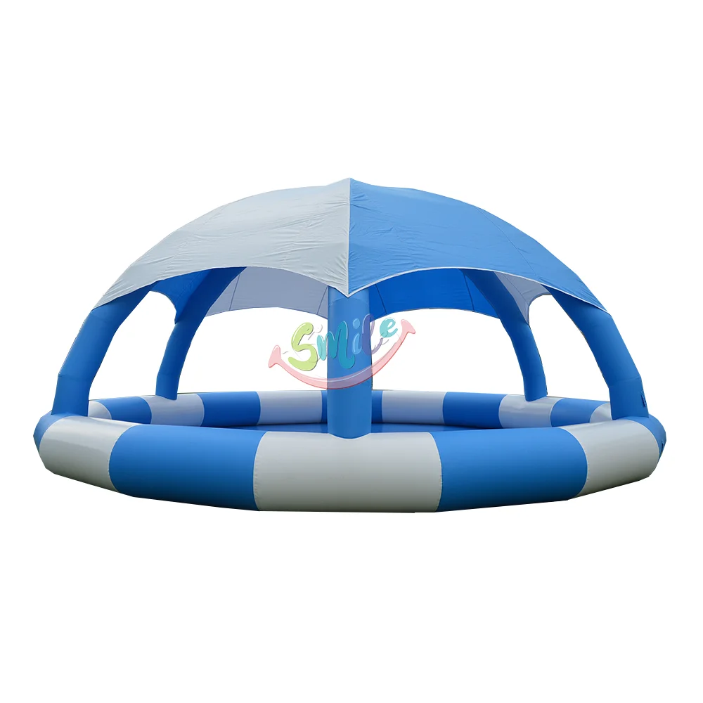 Parque acuático al aire libre, flotador inflable de piscina de Donut, piscina inflable redonda con techo