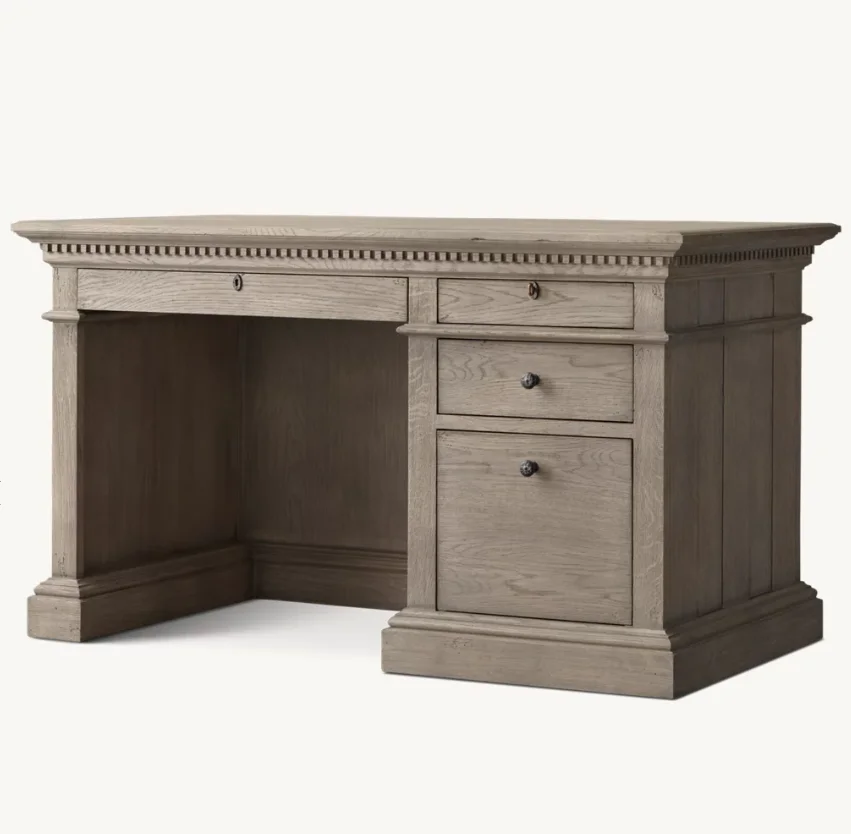 # New Design Wooden Office Furniture Home Computer Desks Oak Wood 4 Drawers Office Table