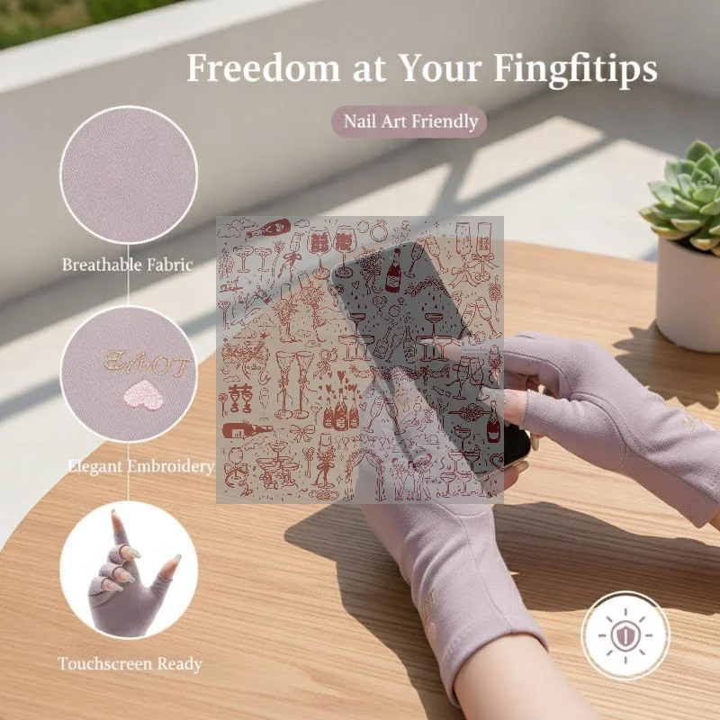 1 Pair Anti-UV Nail Gloves UV Protection Gel Gloves Fingerless Nail Tools Light-protective Gloves LED Nail Lamp Dryer Radiation