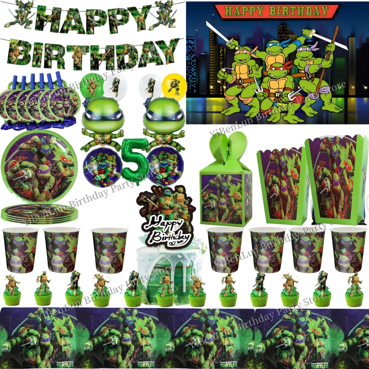 Ninja Turtles Birthday Party Decor Turtles Disposable Tableware Tablecloth Plate Cup Baby Shower kids Boys Party Favors Supplies