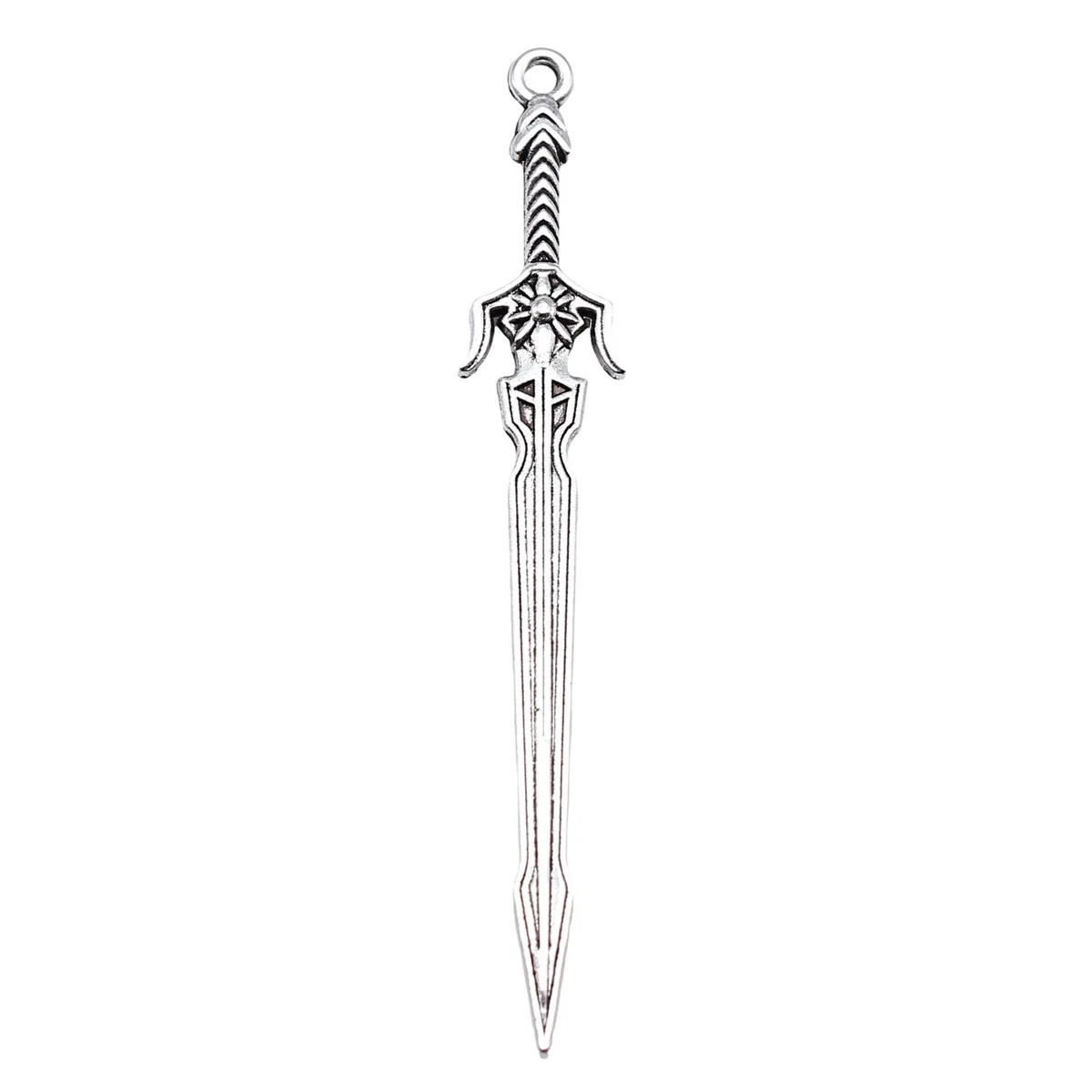 WYSIWYG 10pcs 69mm Antique Silver Color Acgn Cosplay Sword, Gun, Sword And Halberd Charms Pendant Jewelry Findings