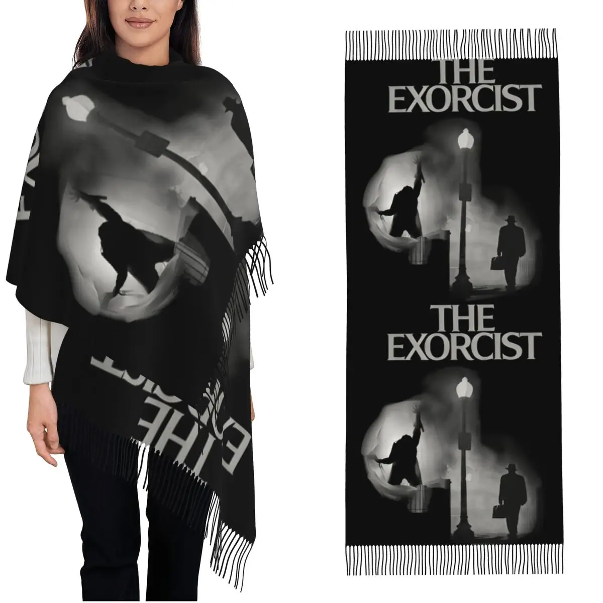 

The Exorcist Scary Movies Scarf for Women Winter Warm Shawl Wrap Horror Large Shawl Scarf Daily Wear