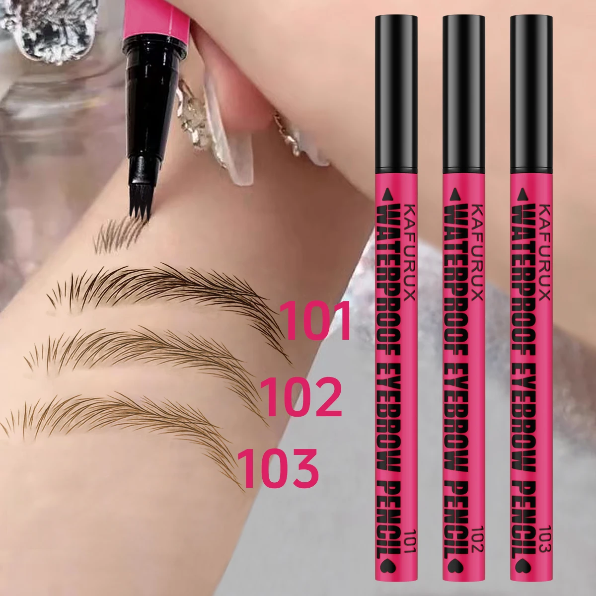 Penna per sopracciglia impermeabile a 3 colori, matita per sopracciglia microblading con 4 teste divise, regali cosmetici per trucco occhi per sopracciglia dall'aspetto naturale