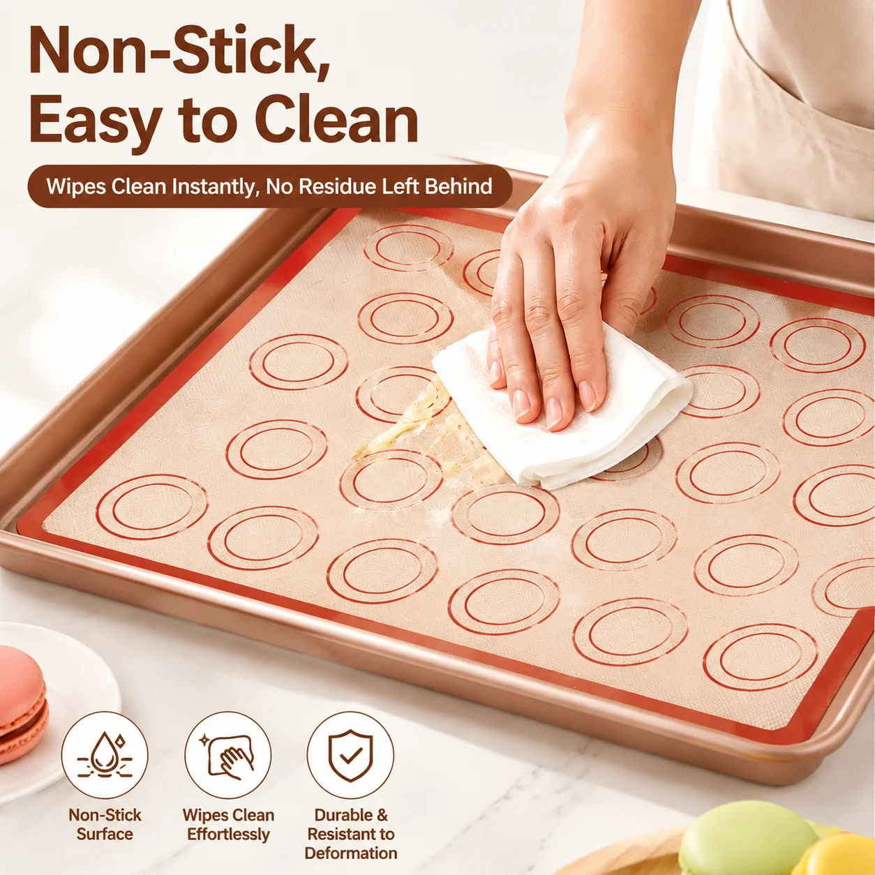 1/2pcs Silicone Baking Mats Thin 0.4mm Reusable Non-Stick Reusable Heat-Resistant Food Grade for Oven Cookies Macaron Pastry