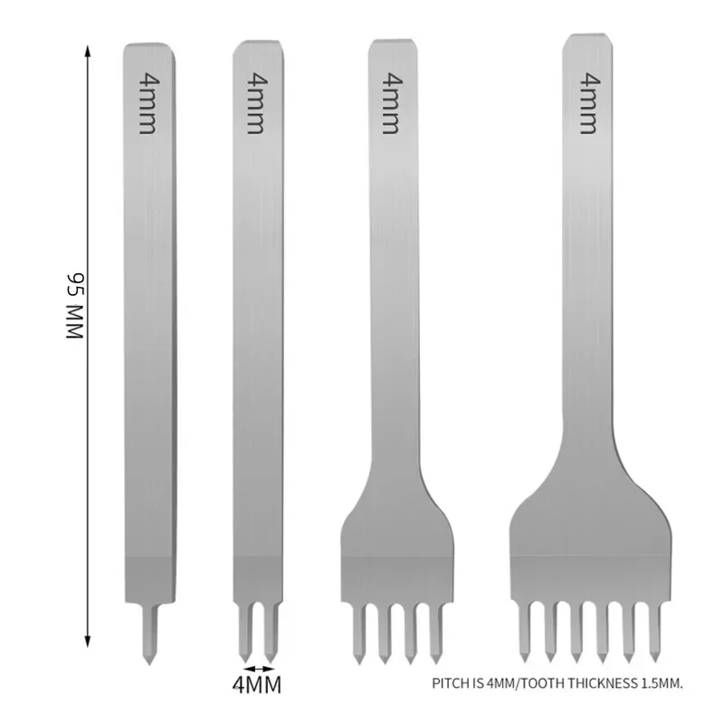 4 Pcs/Set 3/4/5/6mm Space Punch Lace Stitching Tool Leather Craft Tool Punch Use Hand Stitching Leather Punching Tool for DIY