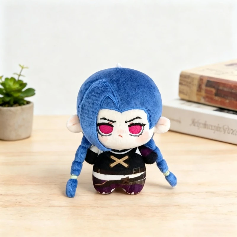 League of Legends Jinx Mini Plush Keychain Cute Chibi Blue Braids Doll Soft Stuffed Pendant Backpack Decor Gift for LOL Game Fan