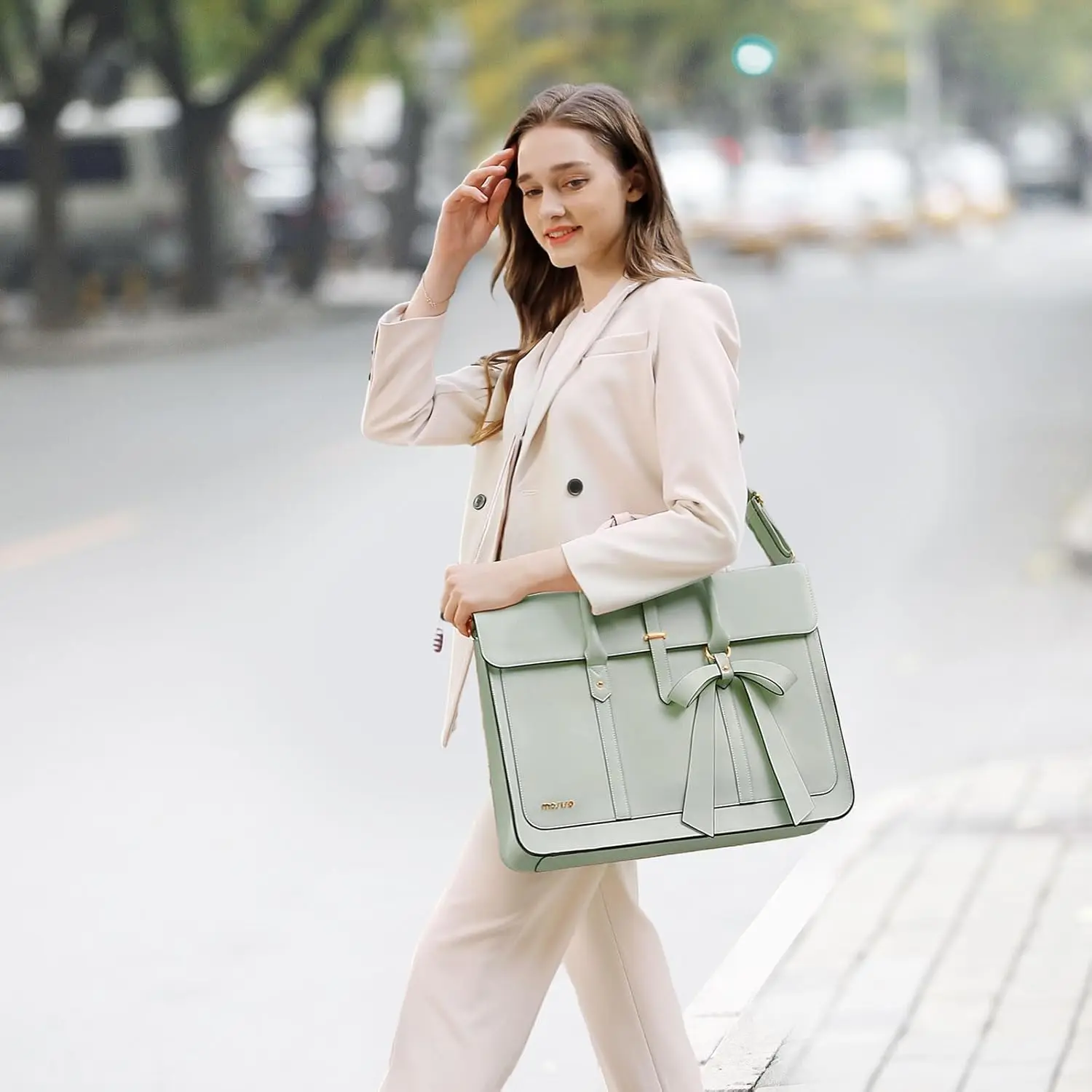 Laptop Bag for Women MacBook Air Pro 15 16 inch Notebook PU Leather Shoulder Bag Convertible Backpack Casual Handbag Briefcase