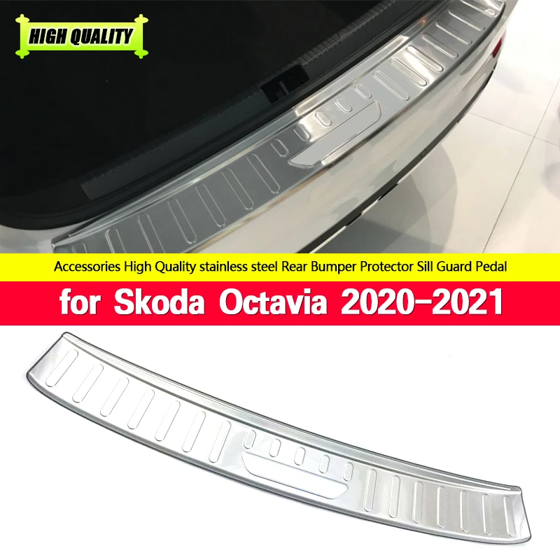 

For Skoda Octavia 2020-22 Stainless Steel Rear Trunk Bumper External Protector Rear Scuff Plate Rear Door Sill Chromium Styling