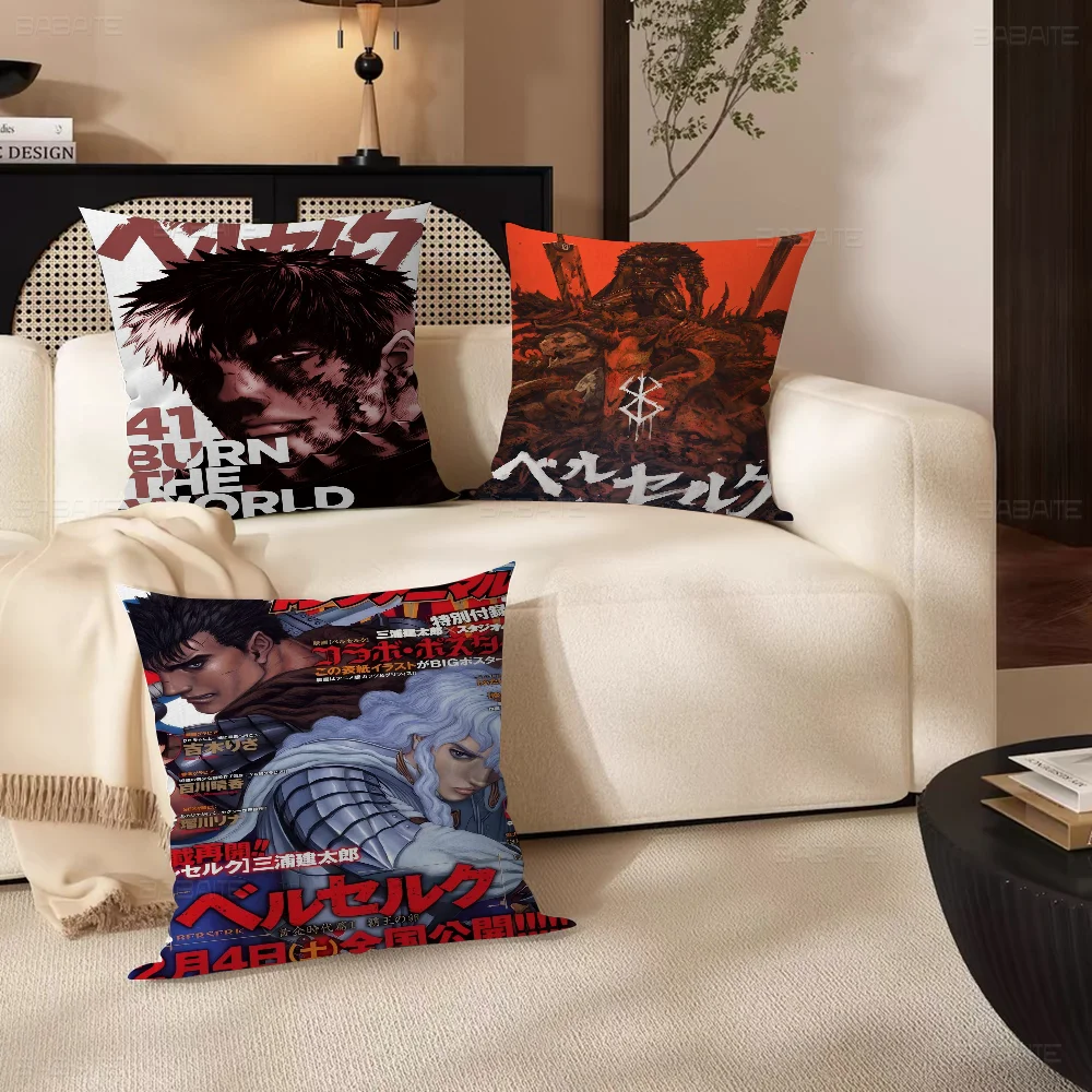 Kentaro Miura Berserk Guts Pillow Covers Cartoon Sofa Decorative Home Double-sided Printing Short Plush Cute Cushion Cover