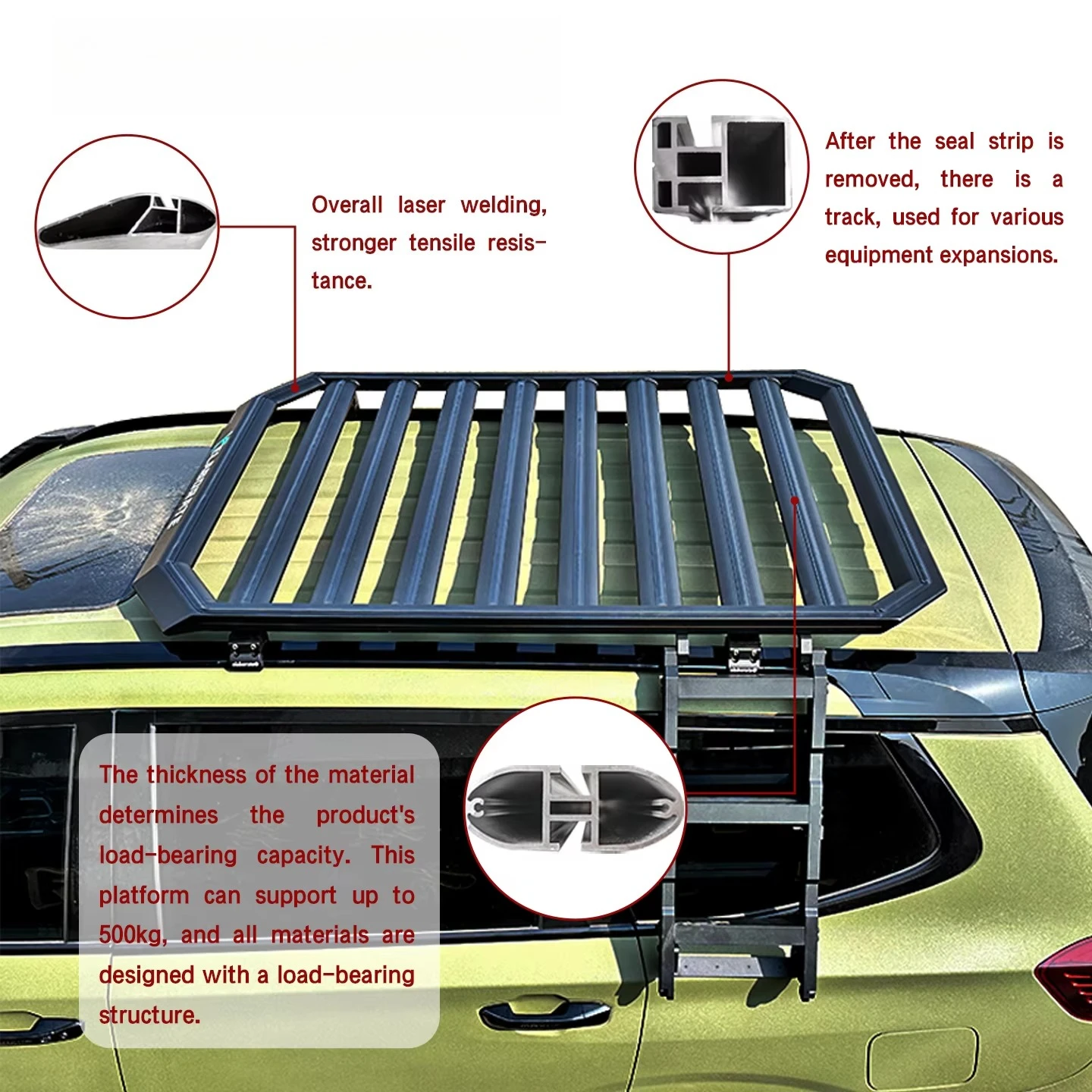 

Car Roof Rack Aluminum Alloy Thickened Aluminum Alloy Rust and Corrosion protection Strong and Durable