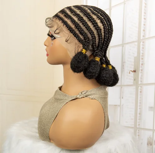 Synthetic Full Lace Bantu African Knotless Box Braids Wig Lightweight Lace Frontal Braiding Wig Cornrow Braided Wigs for Women