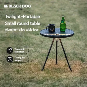 Nature-hike BLACKDOG 접이식 캠핑 테이블, 3 다리 브래킷, 둥근 찻상 높이 조절, 야외 피크닉 휴대용 테이블