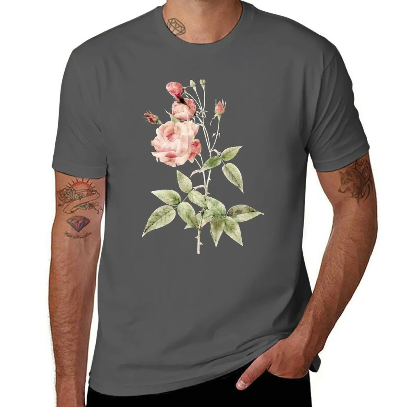 

Pink rose T-Shirt man t shirts graphic funny t shirts cotton T-Shirt