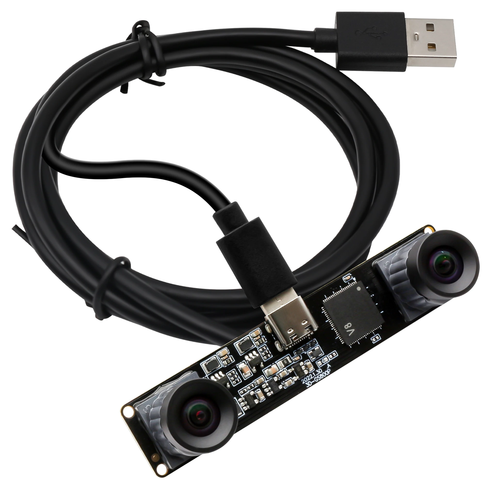 

ELP 120fps 210fps Global Shutter Camera Module Monochrome No Distortion Dual Lens USB Webcam 800P Lightburn Camera forGolf Swing