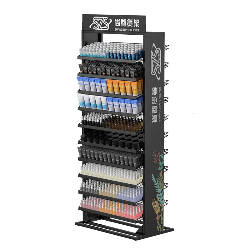 Factory Retail Nail Polish Wall Rack Display Stand and Perfume Display Shelf With Logo on Two Side and Top