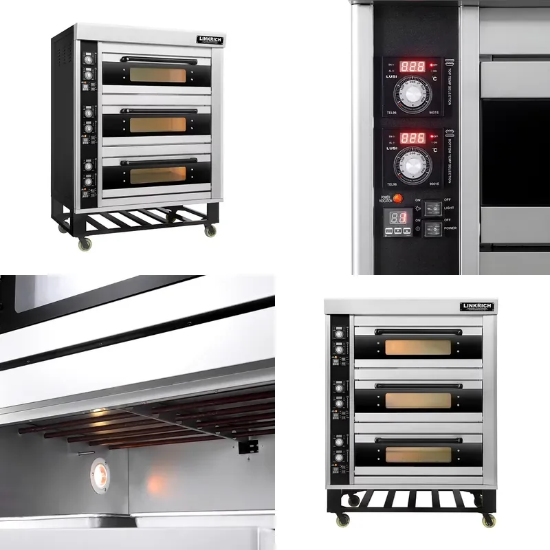 2026 New LINKRICH Commercial Electric Stainless Steel High Rigidity Baking Deck Oven with Timer for Bread Cake Pizza Bakery