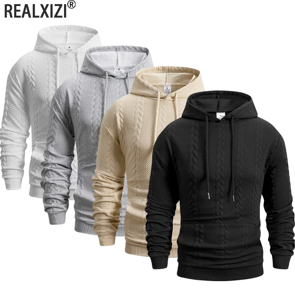 Herbst Winter männer Verdickte Mit Kapuze Sweatshirts Jacquard Muster Pullover Pullover Beiläufige Gestrickte männer Warme Mit Kapuze Streetwear