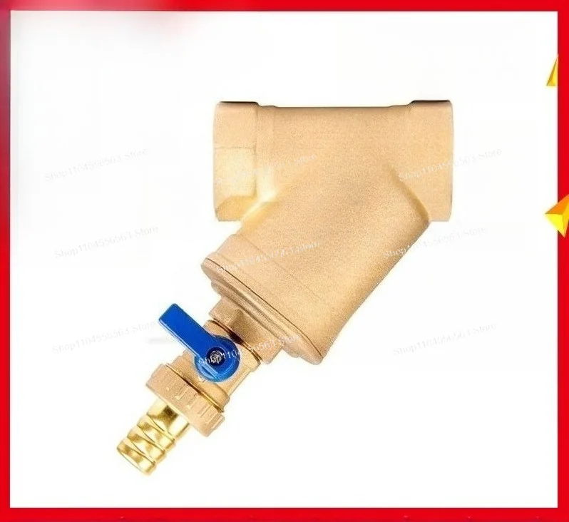 Brass Y-type Filter with Sewage Valve, 40 Mesh Filter Screen, No Disassembly Sewage Pipe Filter Valve