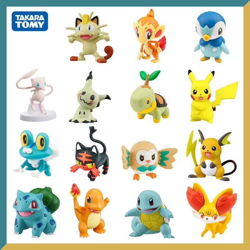 TAKARA TOMY Pokemon 4-6cm Charmander Popplio Litten Pikachu Rowlet Treecko Eevee Fennekin Greninja Anime Action Figure Dolls Toy