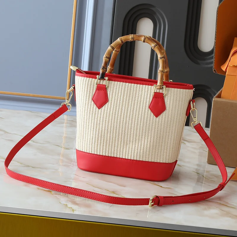 

Fashion Woven Handbag Women's Bag 2025 Summer New Item Grass Woven Leather Splicing Embroidery Diagonal Cross Shoulder Bag