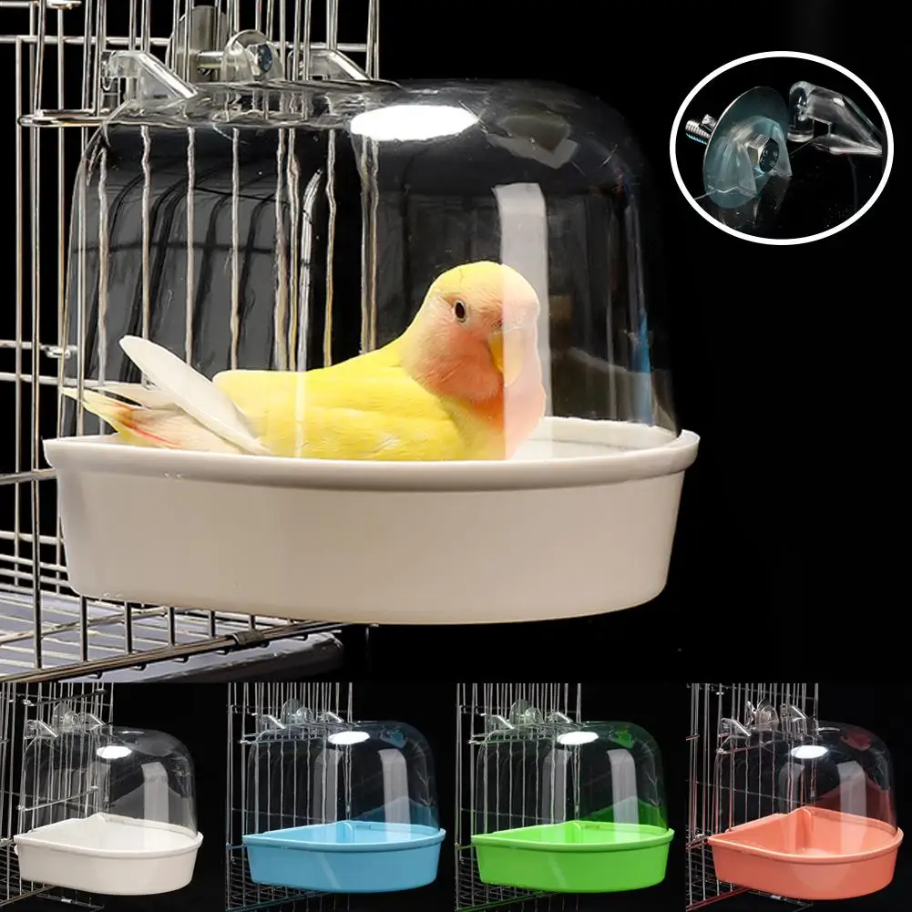 Caja de baño colgante para pájaros, ducha de periquito enjaulado, caja de baño para loros, aves para mascotas para canarios, periquitos, cacatúas, loros, P5C2