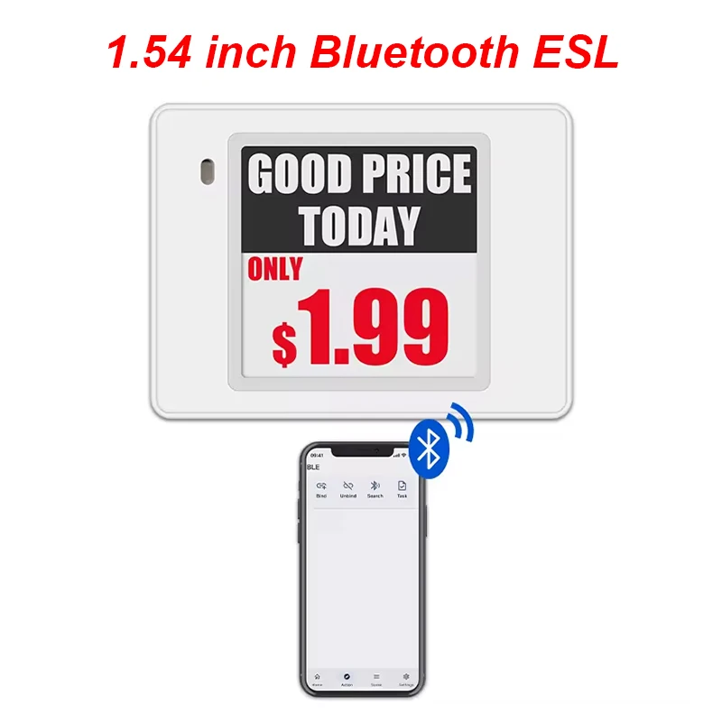 

1,54-дюймовая версия Bluetooth, электронная этикетка на полке, водонепроницаемая этикетка для супермаркета, электронная чернила, ценник, экран, система электронной бумаги