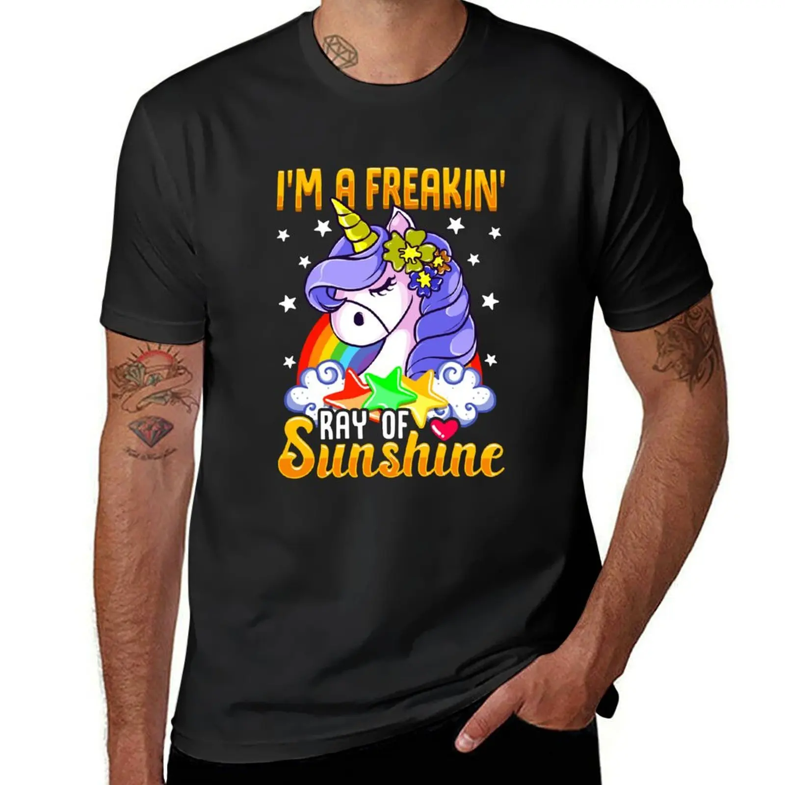 

Sarcastic I'm A Freakin' Ray of Sunshine Unicorn T-Shirt tees oversized for a boy men clothes