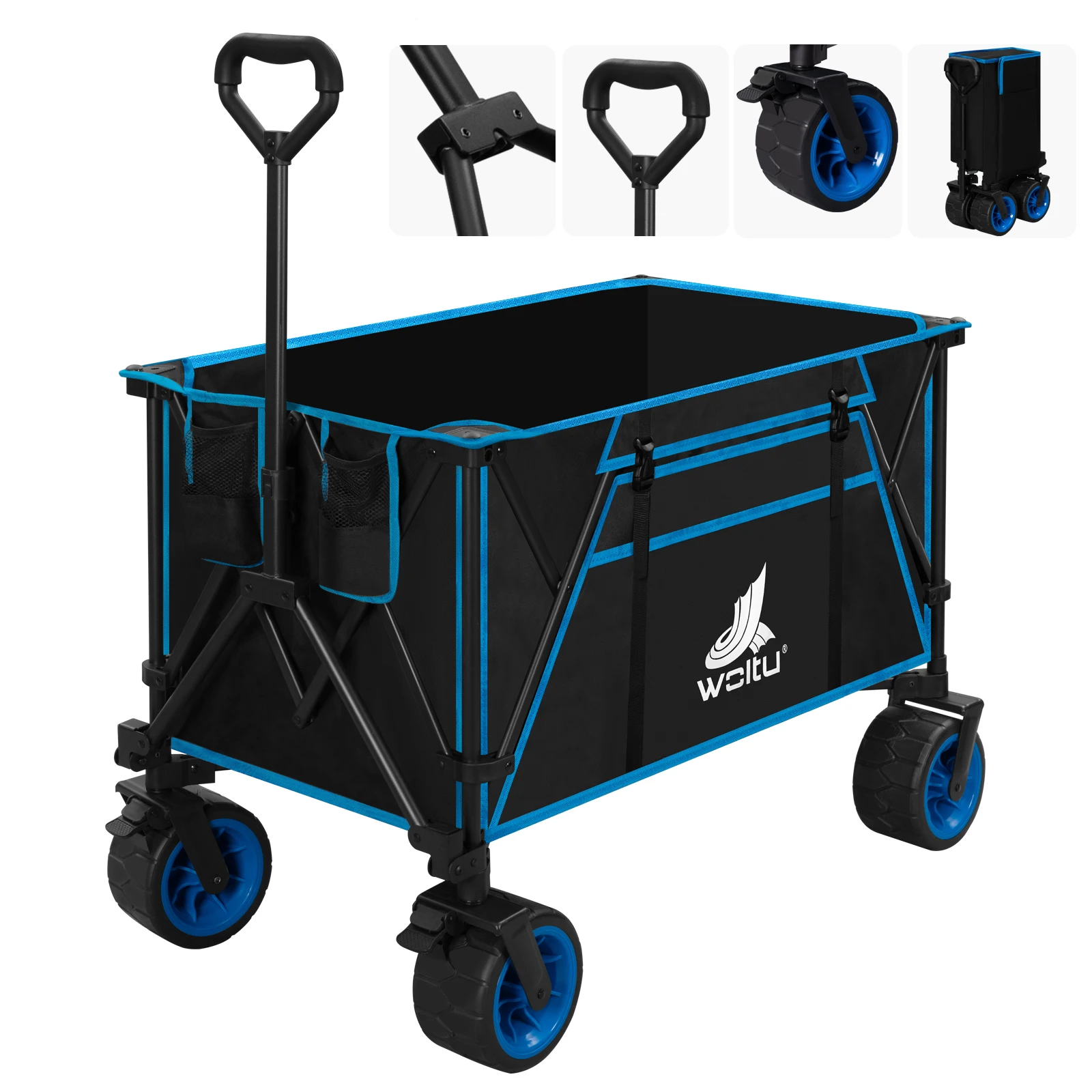 Carrito de Mano Plegable WOLTU con Frenos para Todo Terreno, Camping, Picnic, Jardín, Playa, Compras, Aire Libre