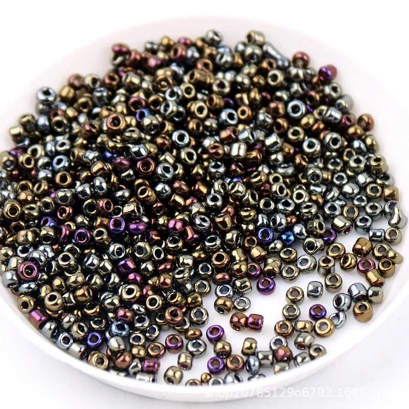 1000pcs 15/0 Multi-size Vintage Metallic Glass Beads Loose Spacer Seed Beads for Needlework Jewelry Making DIY Handmade Bracelet