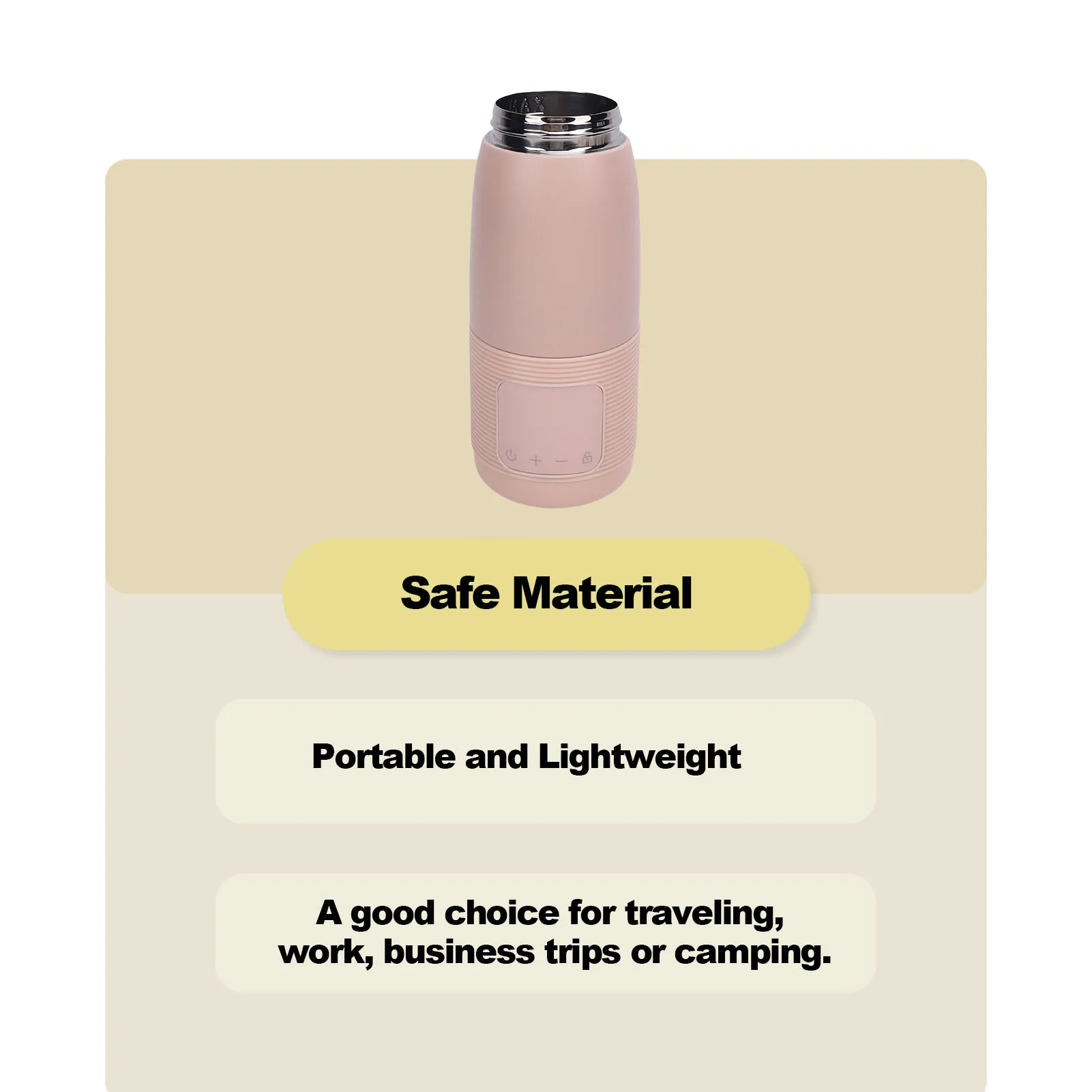 Calentador de botellas con pilas Calentador de leche portátil Resistente al calor Ligero 37 ℃ -55 ℃   Control de temperatura fácil de limpiar para