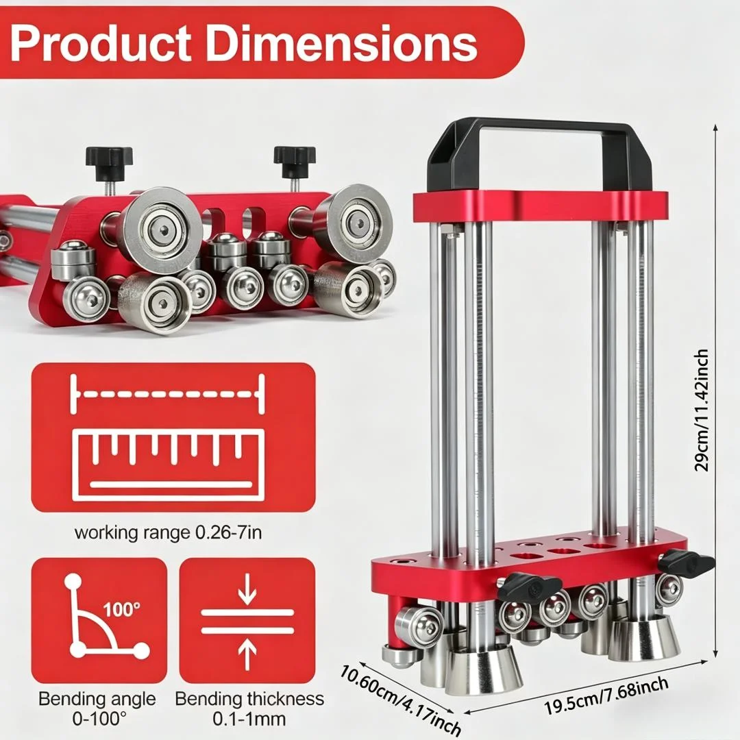 Sheet Metal Roller 2-StationMetal Bender, Metal Roofing Tools, Sheet Metal Fabrication, 0-100°Bending Range, Lightweight and Hig