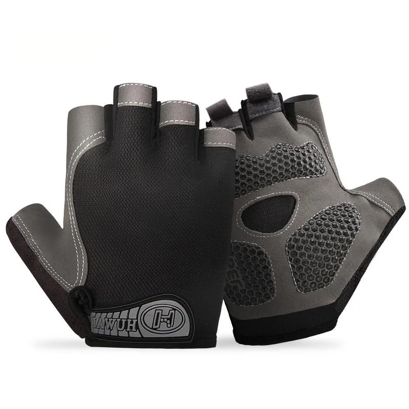 نصف اصبع في الهواء الطلق ركوب الدراجات المضادة للانزلاق المضادة للعرق الرجال النساء نصف اصبع قفازات تنفس المضادة للصدمات قفازات رياضية #2