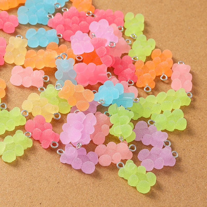 20 Stück 19*11mm süße Gummibärchen Charms Anhänger für Halskette Ohrringe Armband DIY Kinder Schmuckherstellung Zubehör Zubehör