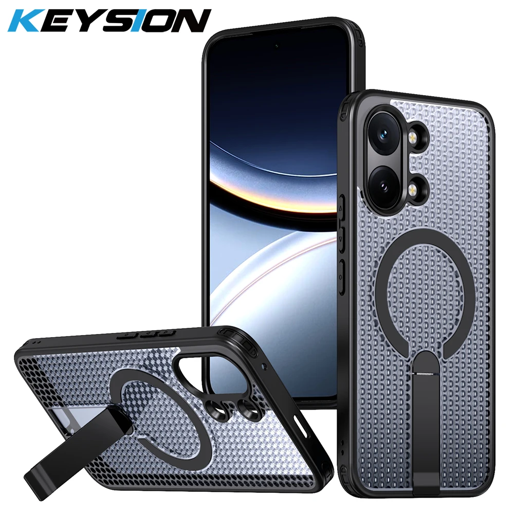 KEYSION Coque de dissipation thermique creuse pour MagSafe pour Xiaomi POCO X8 Pro Max, support magnétique de refroidissement, support caché, coque de téléphone antichoc