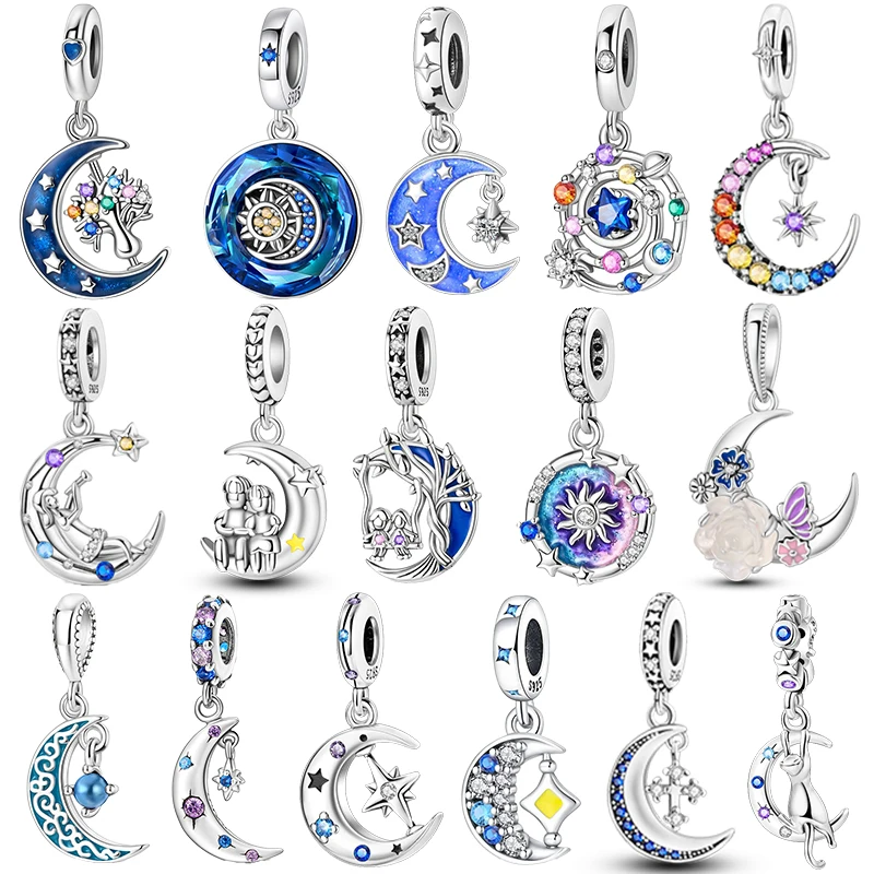 925 Sterling Silver Tree of Life Pendant Starry Sky Dating Couple Swing Charms Beads Fit 925 Bracelets Luxury Party DIY Jewelry