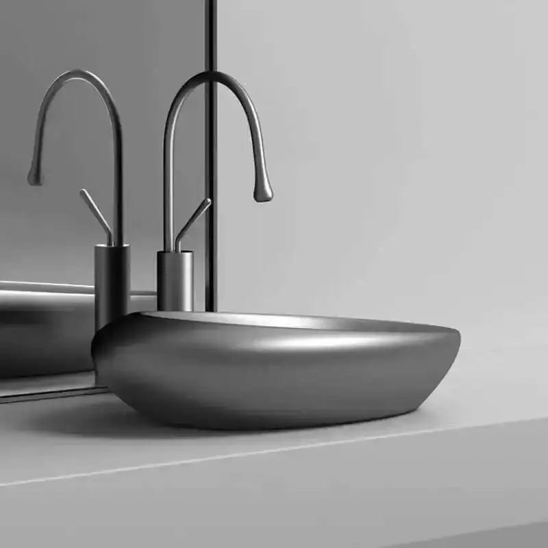 

Nordic Oval Hotel Bathroom Ceramic Villa Sinks Countertop Basin Creative Household Balcony Single Sink Bedroom Toilet Washbasin